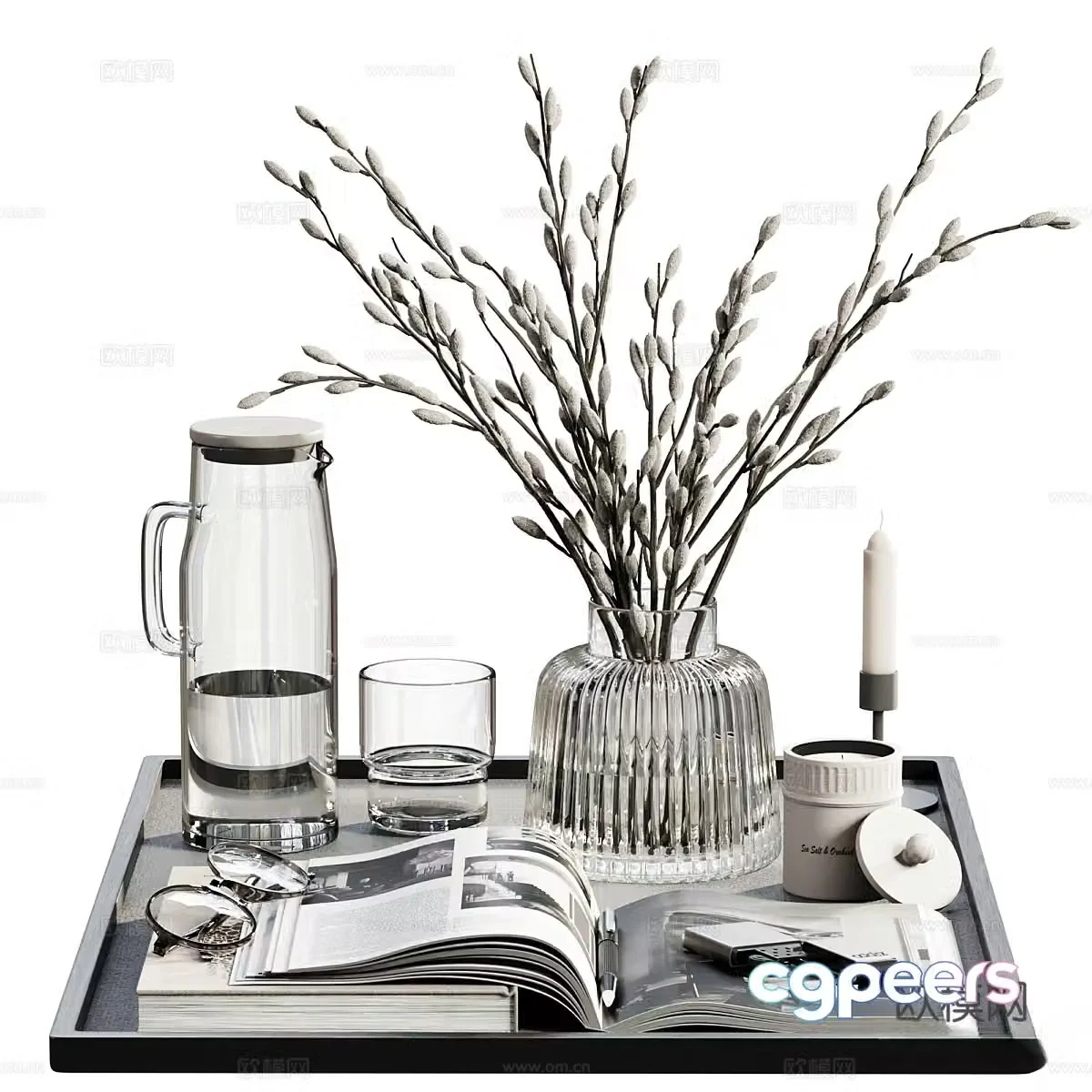 Modern jewelry vase books 3d model