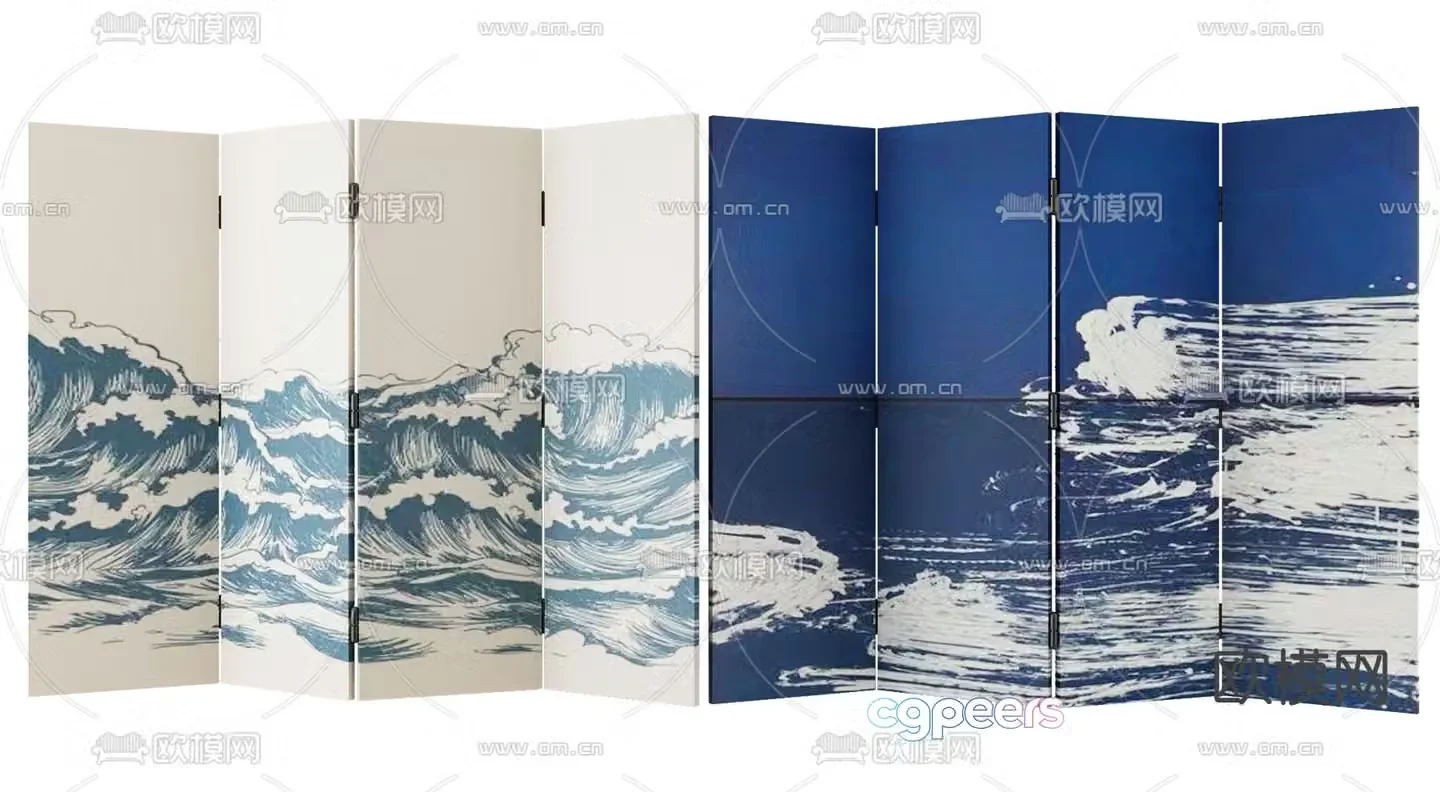 New Chinese-style screen partition 3D model