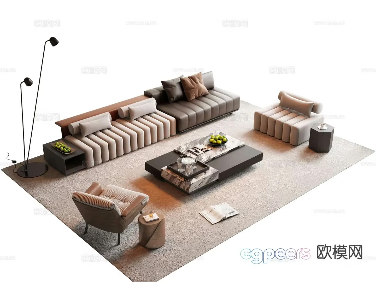 Italian sectional sofa 3d model