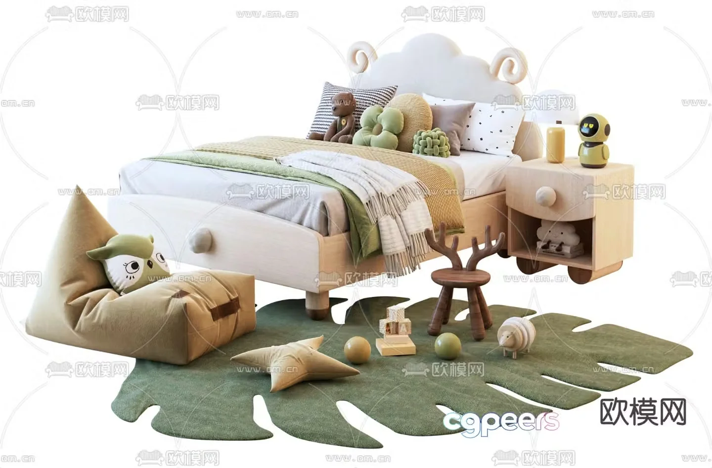 Modern children’s bed 3d model