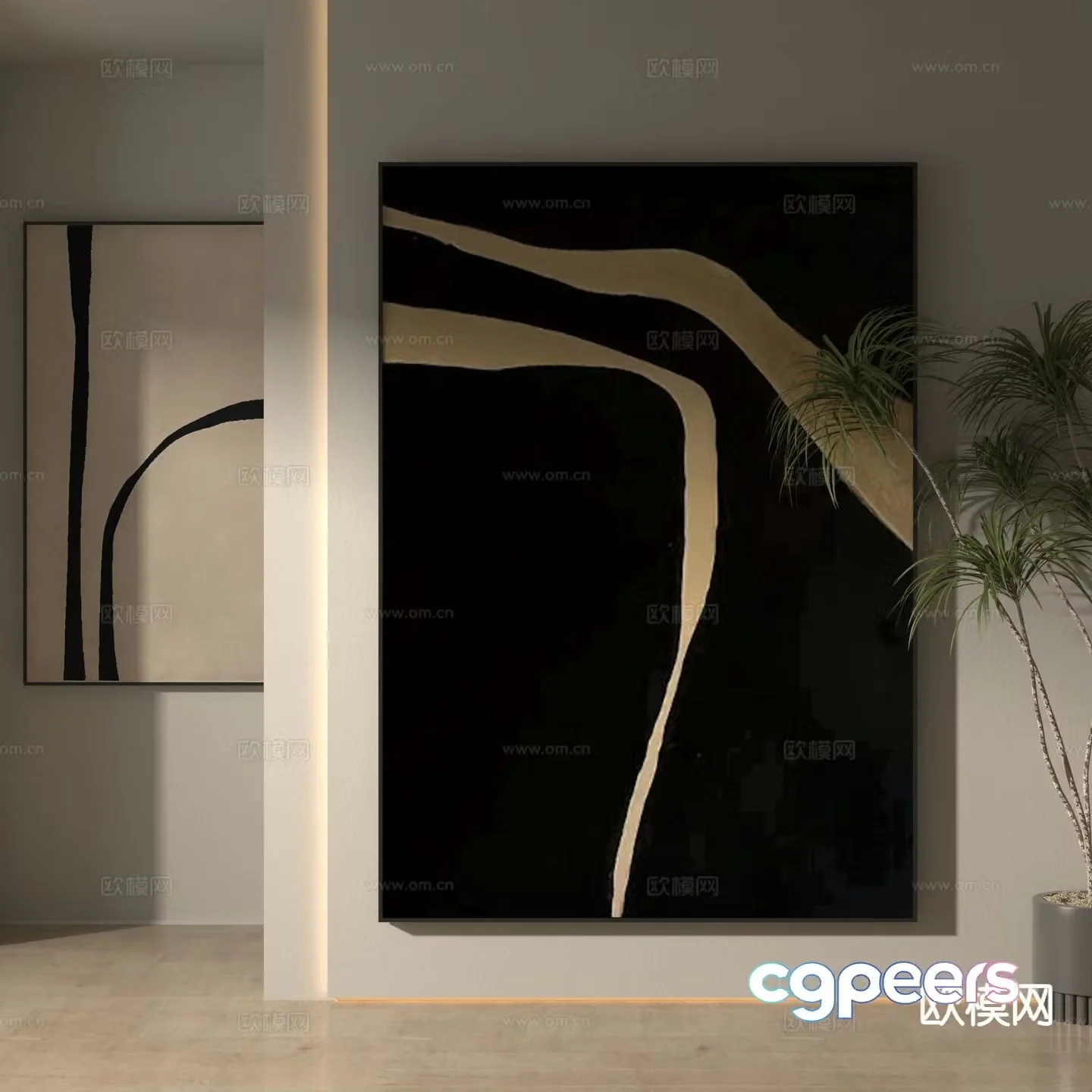 Wabi-sabi style hanging painting decorative hanging painting abstract painting 3D model