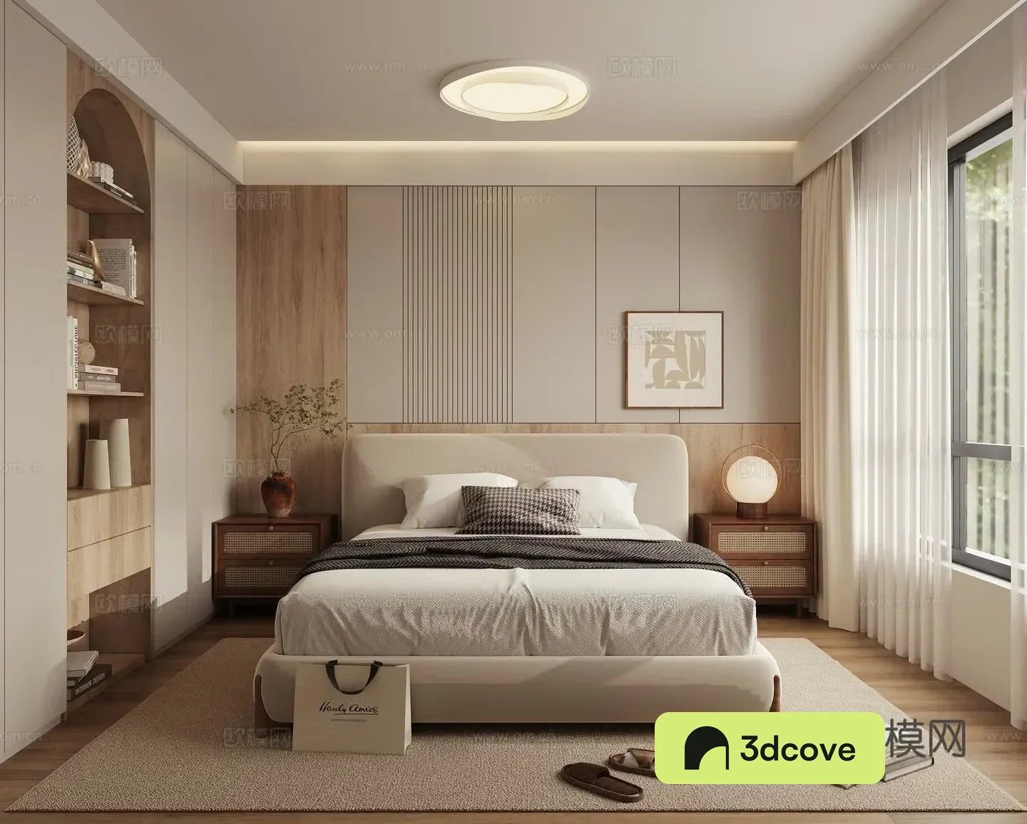 Modern medieval bedroom Wasabi style bedroom Double bed nightstand 3D model