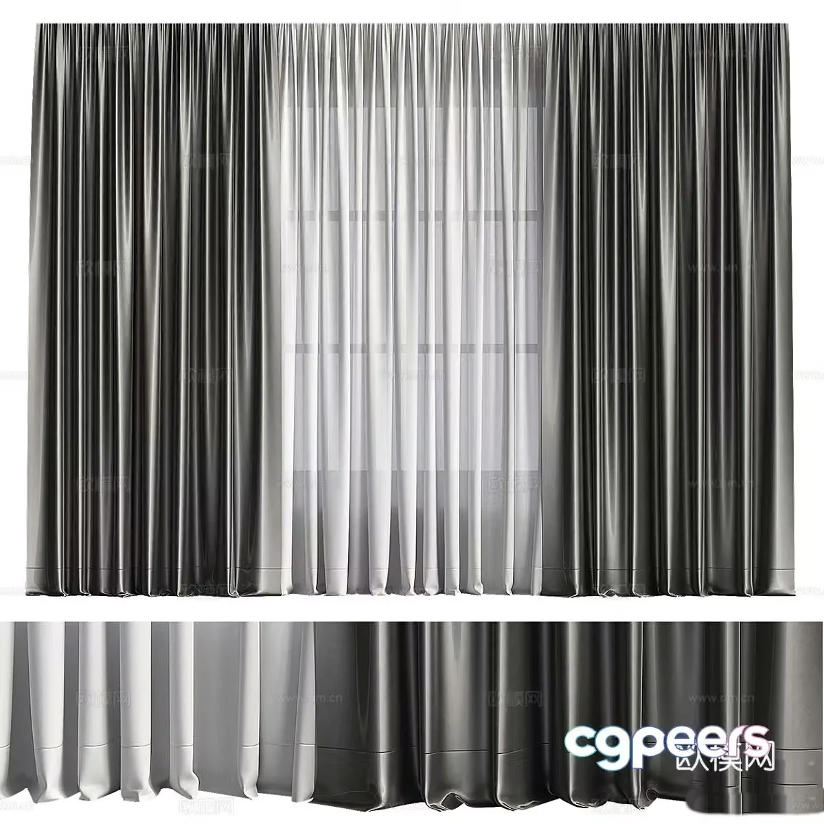 Modern silk curtain 3d model