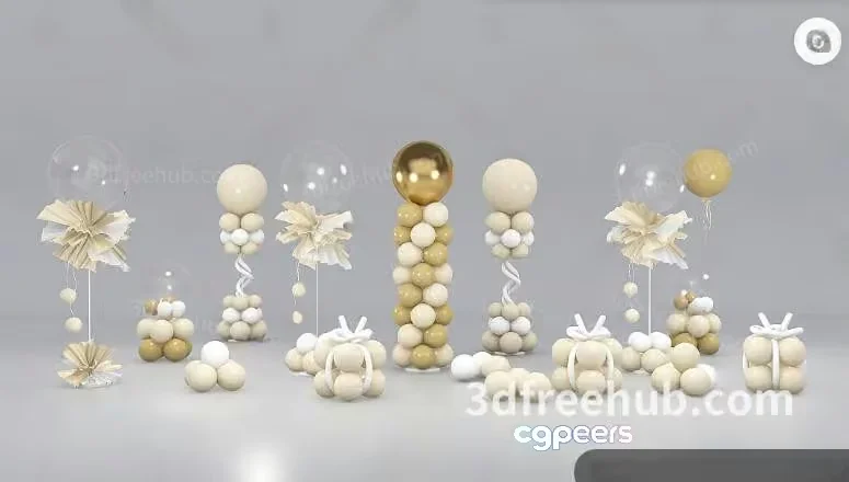 A 3D Rendering Of Balloons 3D Model – 19884 – VRAY Render