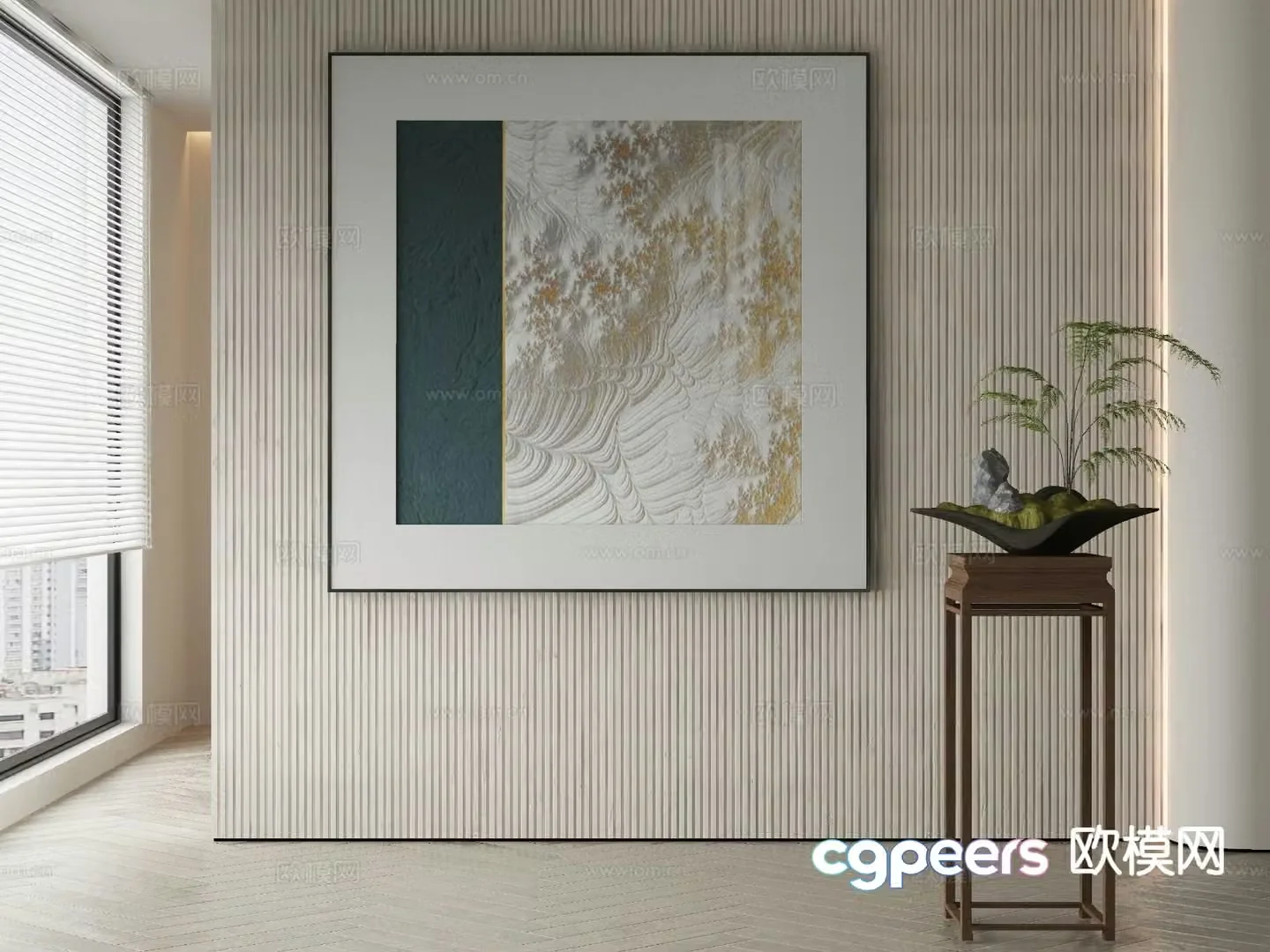 New Chinese style decorative painting Zen hanging painting 3D model