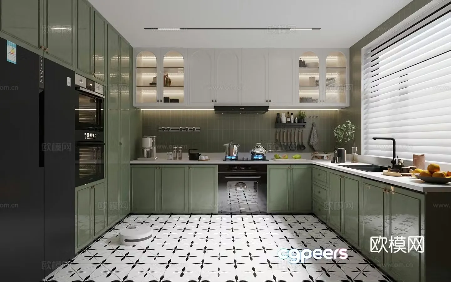 Retro medieval closed kitchen_medium-old kitchen_steaming and baking_dishwasher 3D model