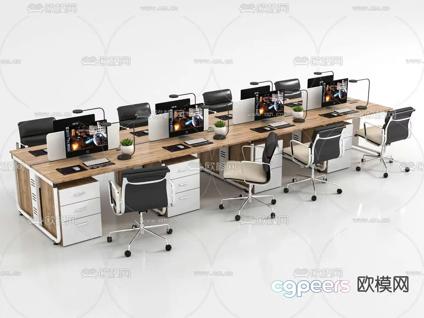Office desk and chair desk 3d model