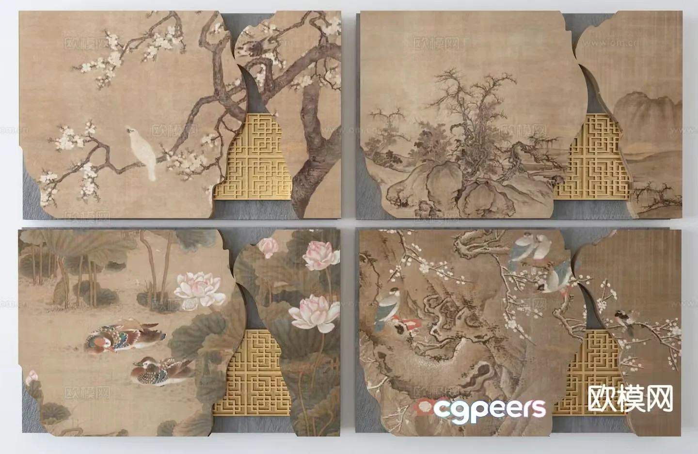 New Chinese style hanging decorations Zen wall decoration 3D model