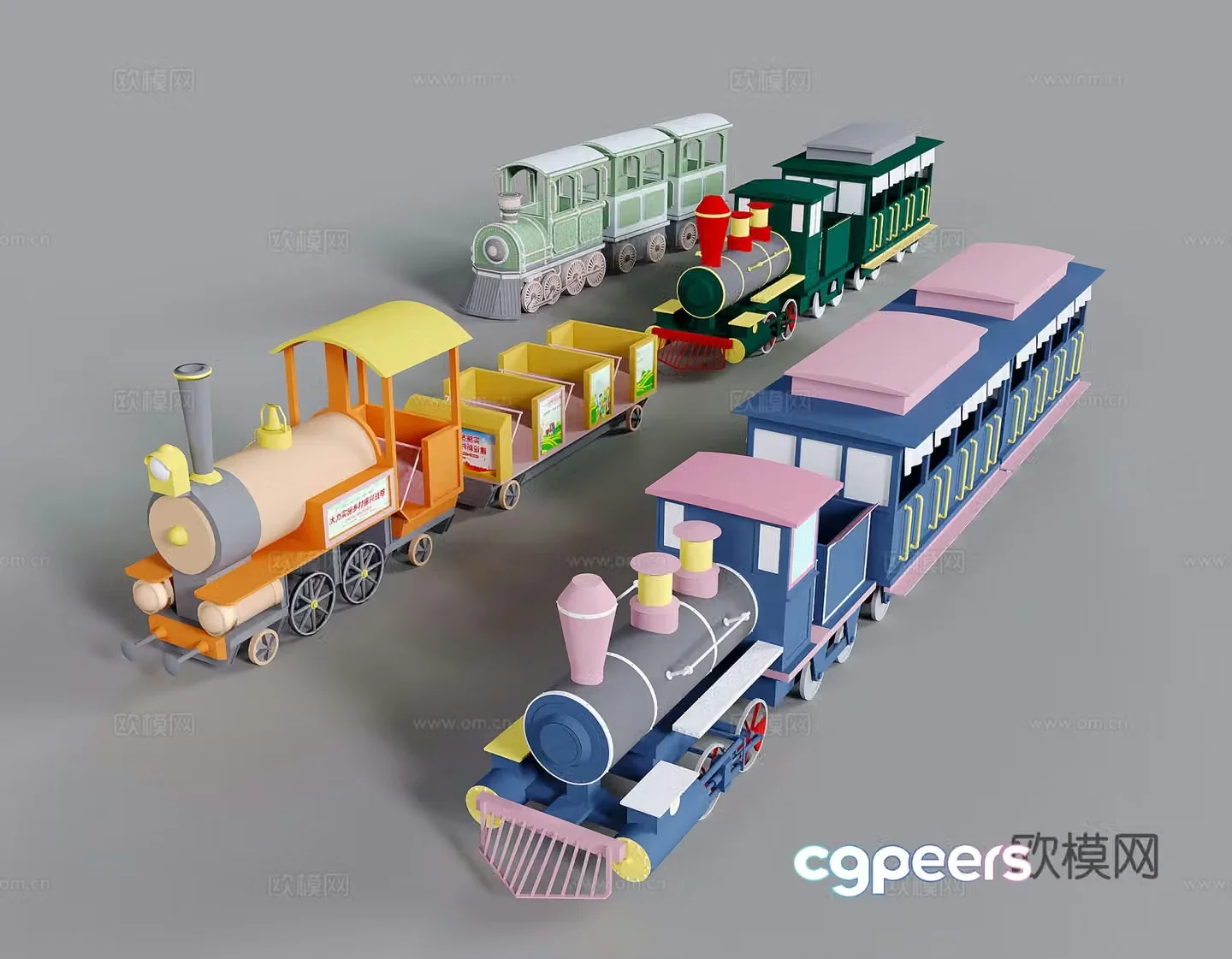 Modern children’s train sightseeing train amusement park train shopping mall tour bus 3D model