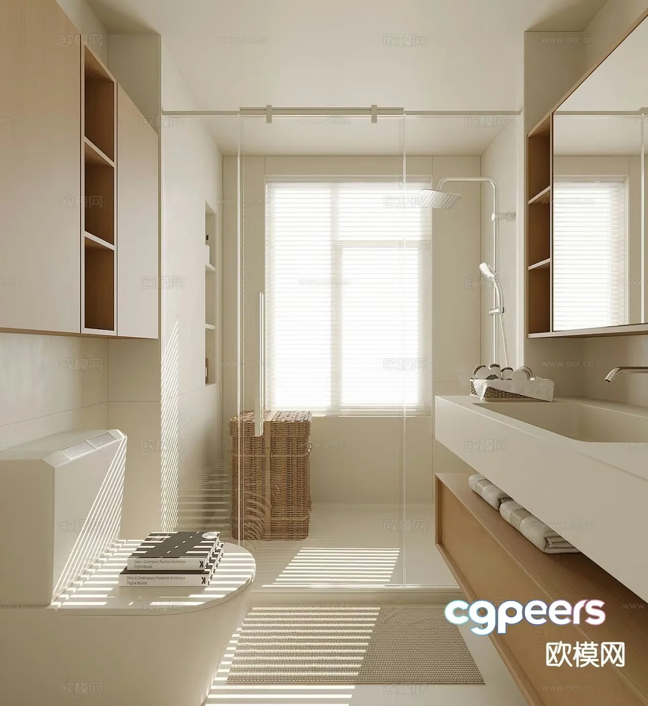 Cream style bathroom bathroom toilet 3d model