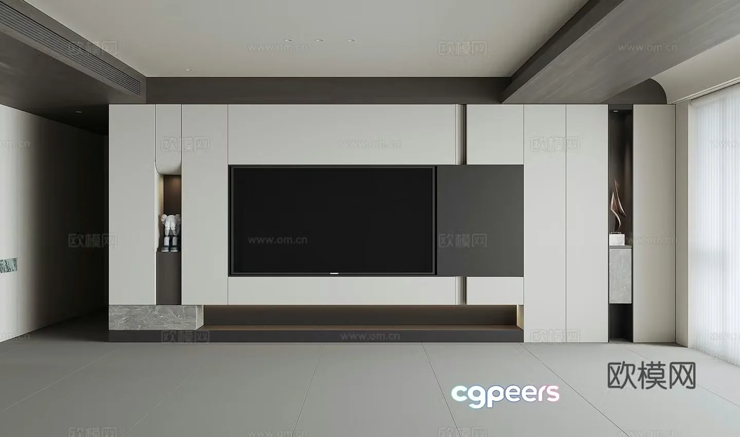 Modern TV background wall 3d model