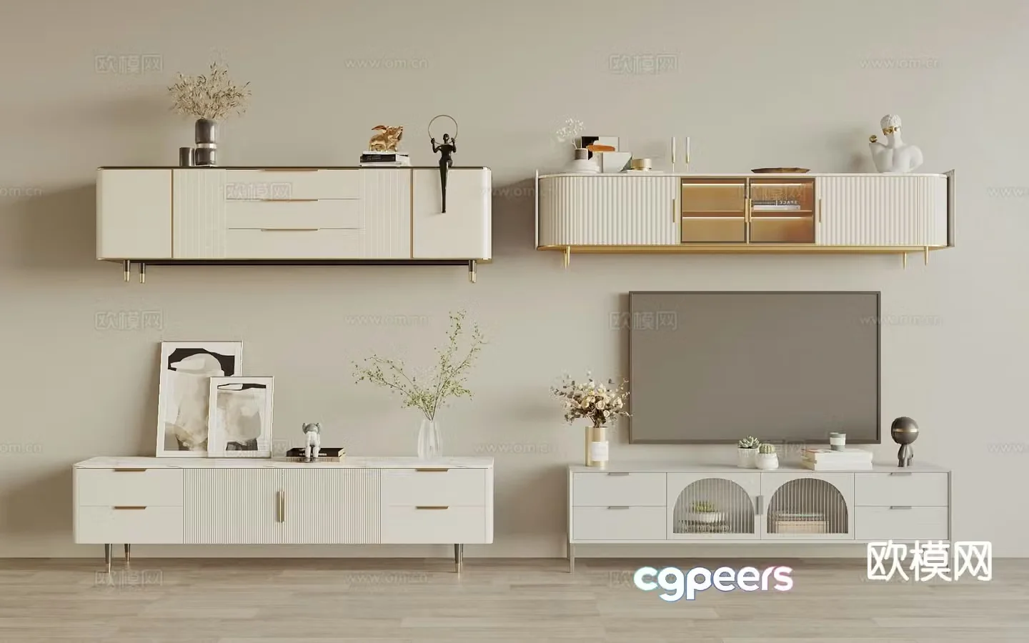 French TV cabinet 3d model