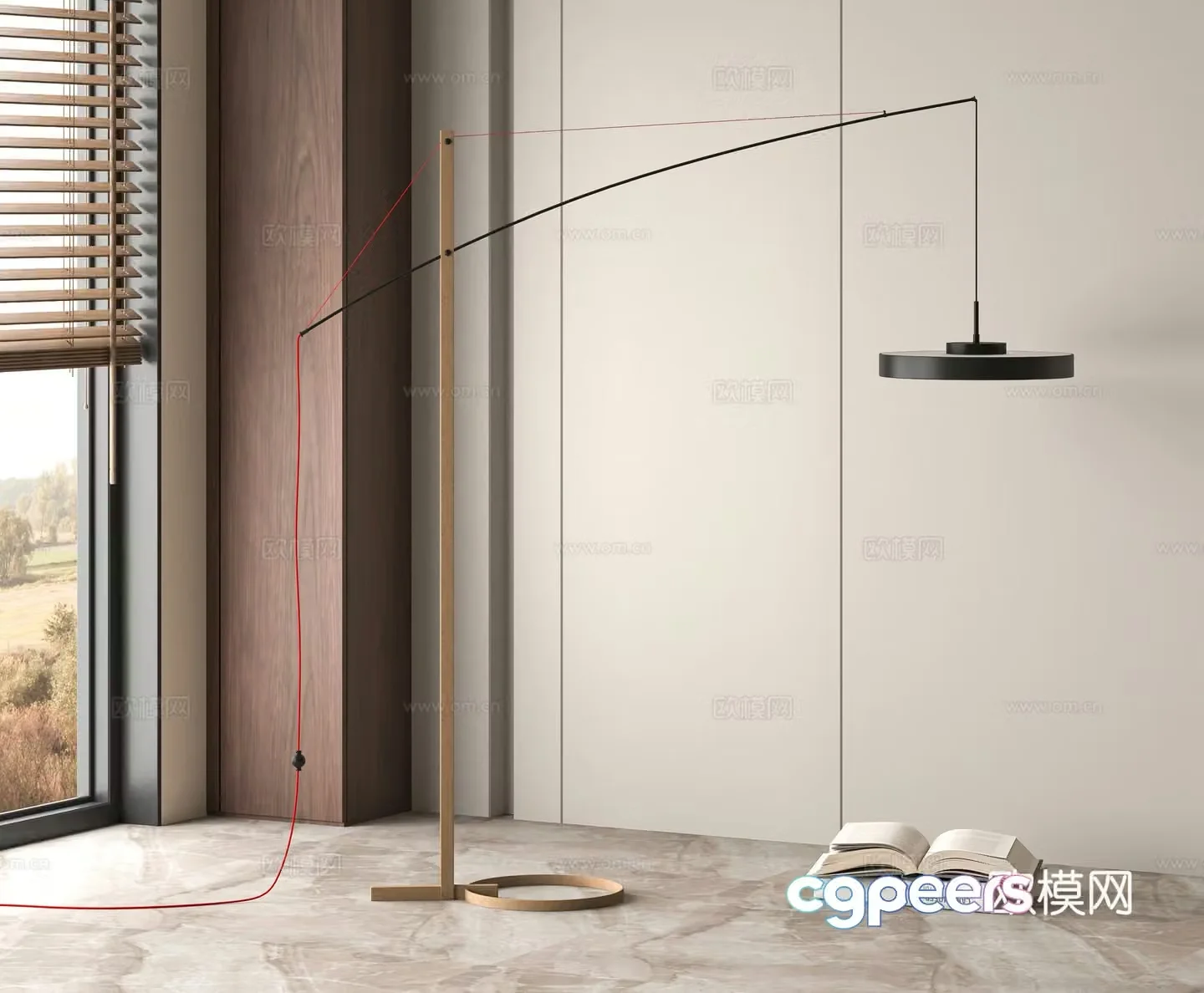 Minimalist floor lamp fishing lamp 3d model