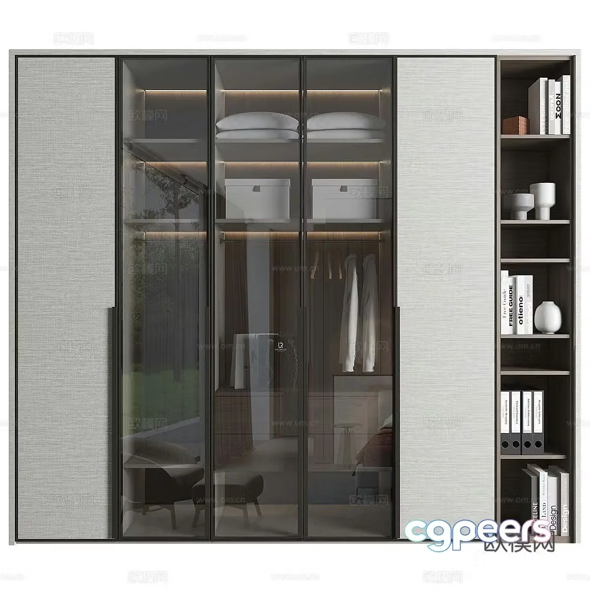 New Chinese style glass wardrobe 3d model