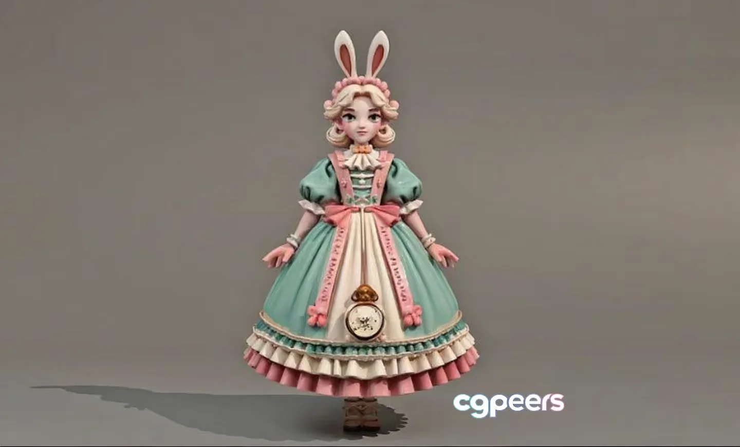 A Girl In A Blue Dress 3D Model – 15359 – VRAY Render