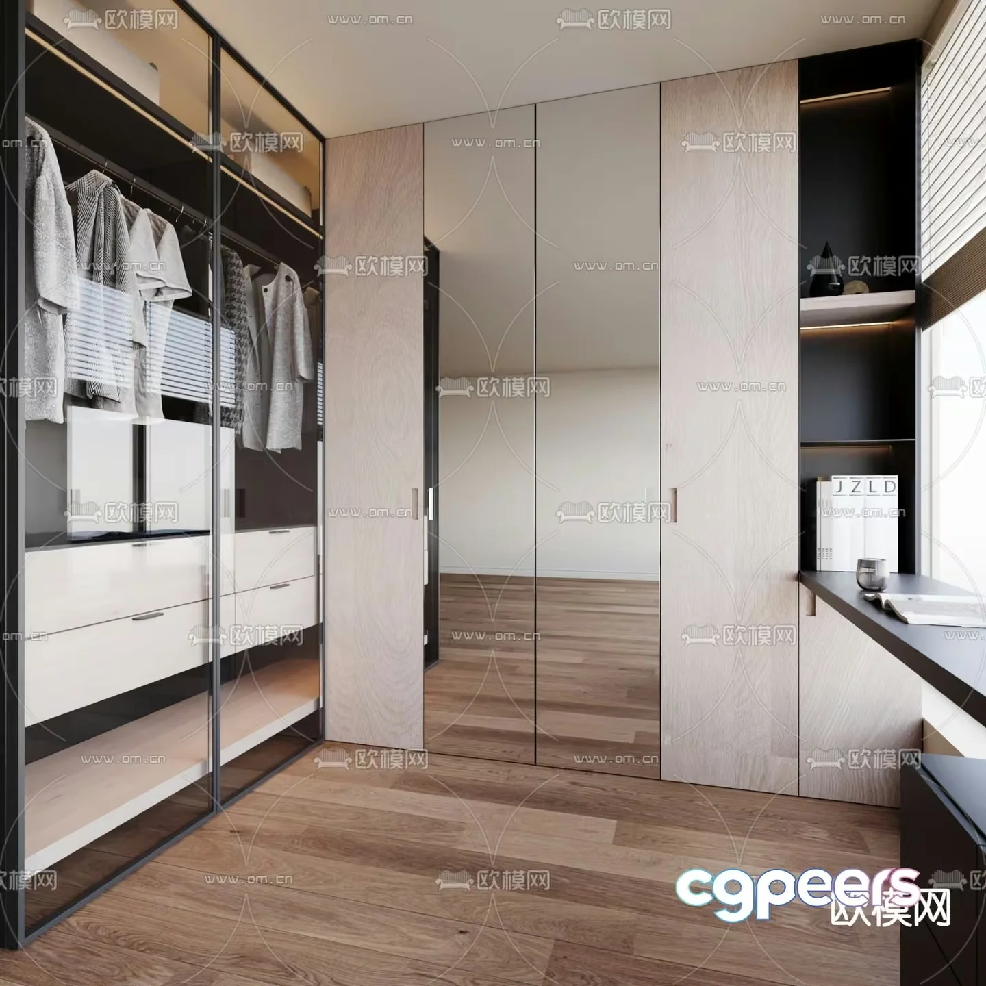 Modern Walk-In Closet 3D Model – 4095 – VRAY Render