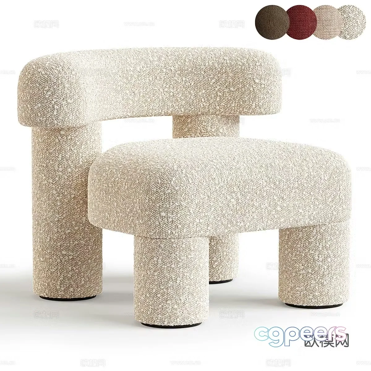 Modern Cream Nra Armchair 3d Model