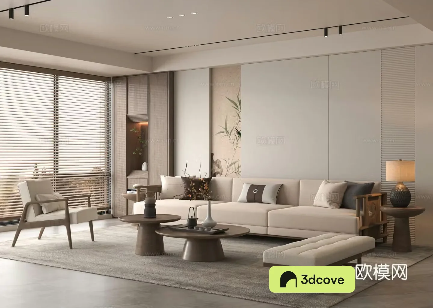 Middle-aged home living room 3D model