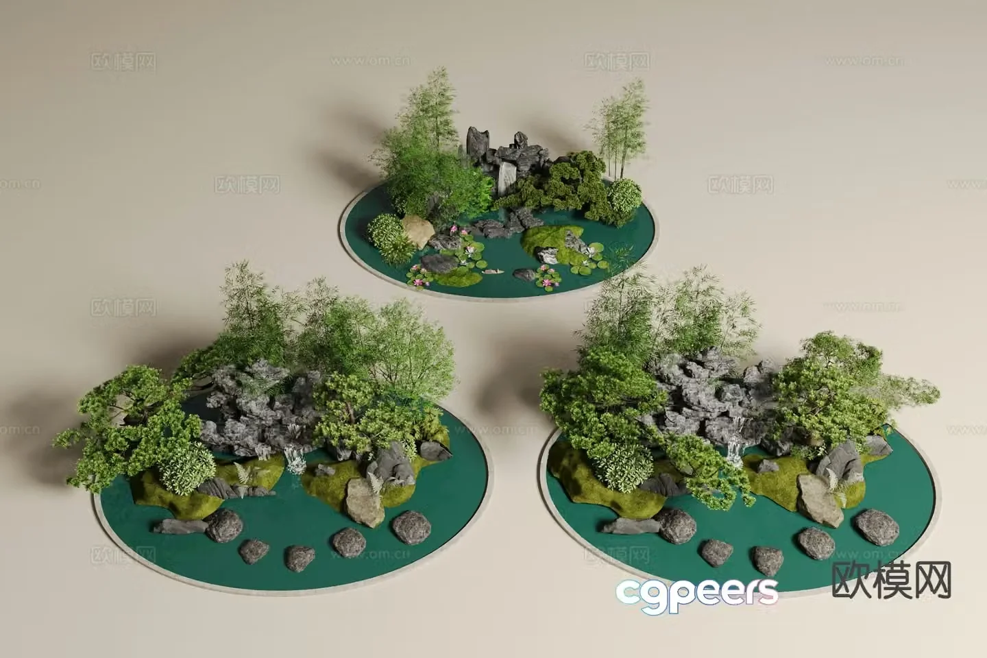 Chinese rockery waterscape courtyard landscape sketch 3D model
