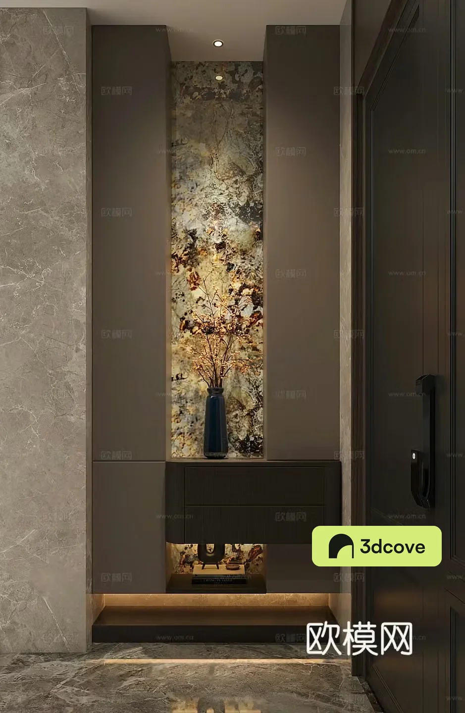 Italian light luxury entrance hall Italian minimalist entrance view Modern brown aisle background Italian
