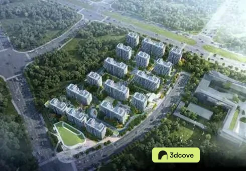 Aerial View Of A City Block