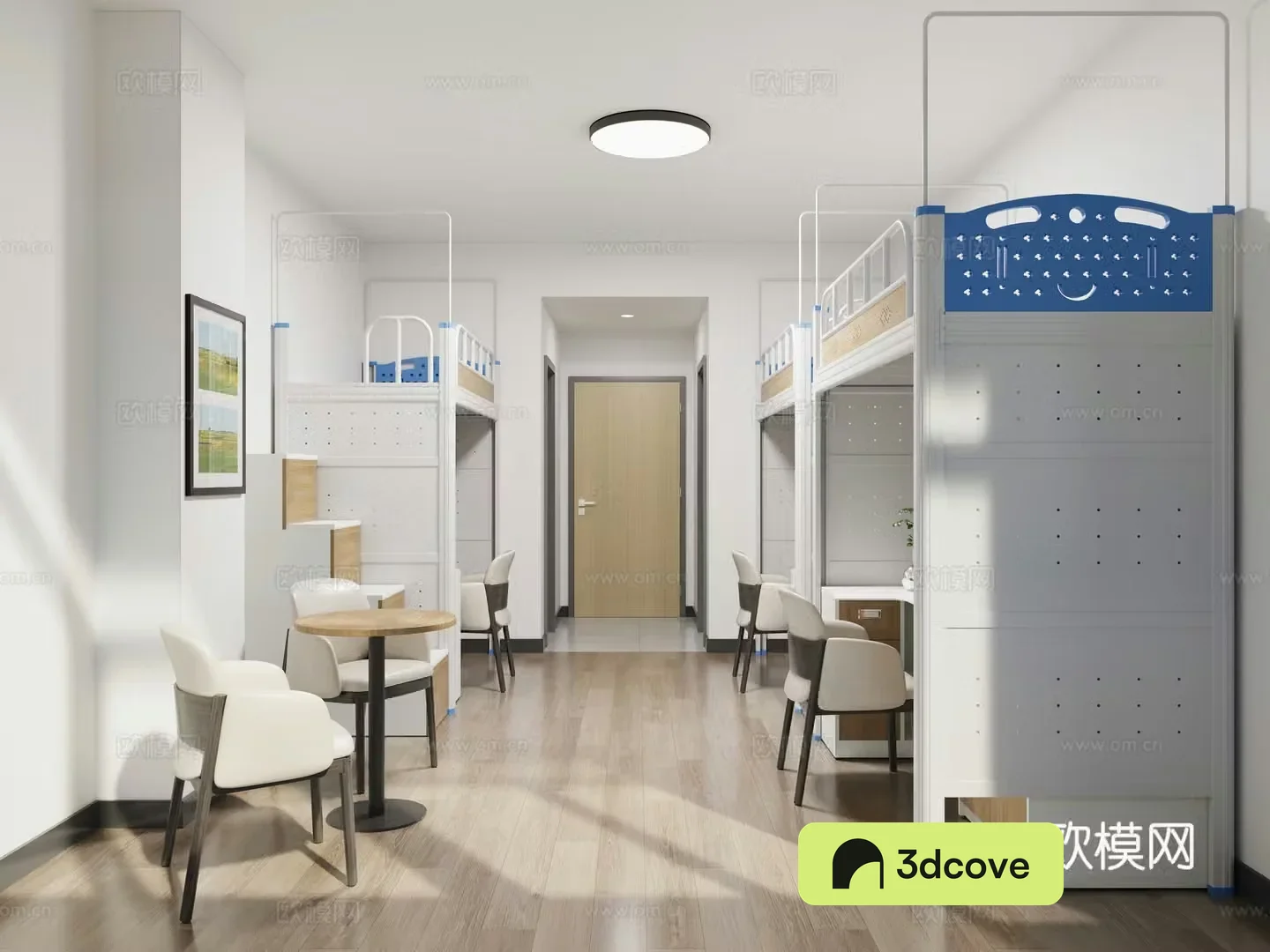 Modern school dormitory goes to bed go to bed table and student bed