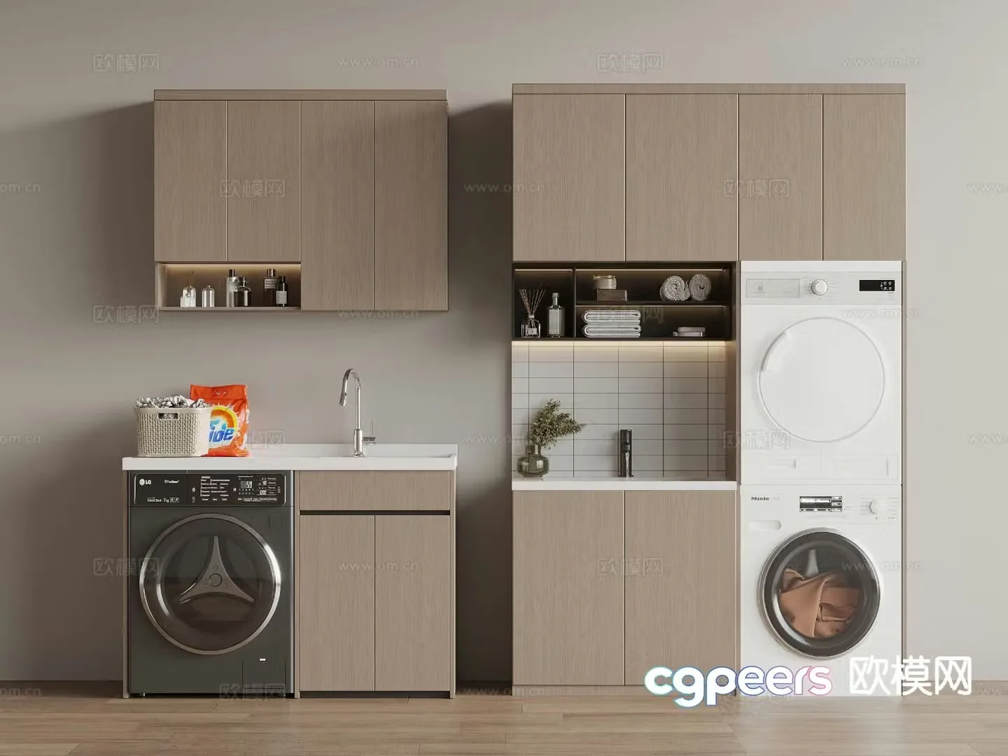Modern washing machine cabinet balcony cabinet 3d model