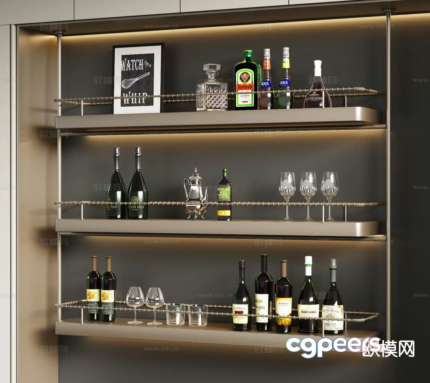 Italian wine rack red wine rack 3d model
