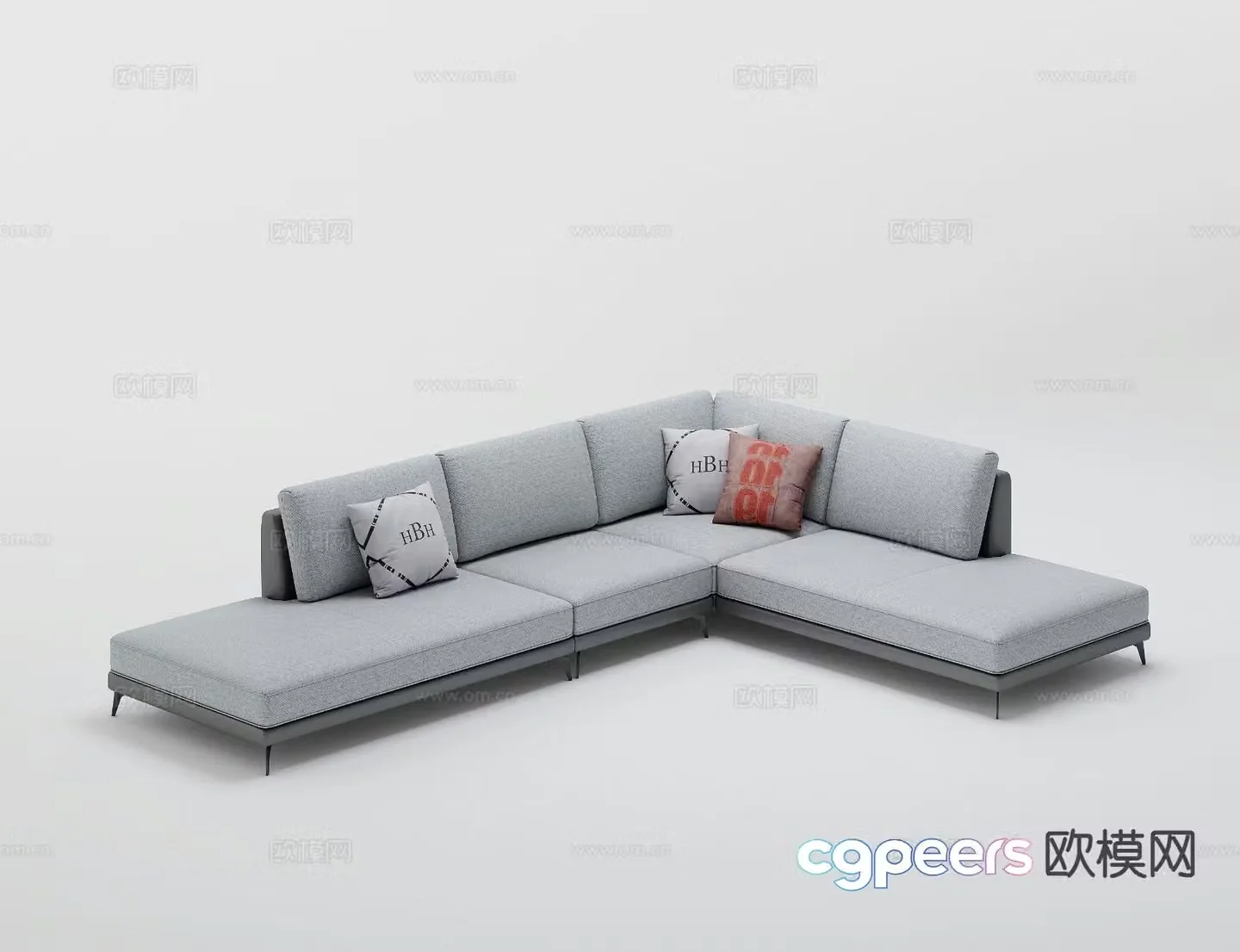 Modern multi-seater sofa corner sofa 3d model