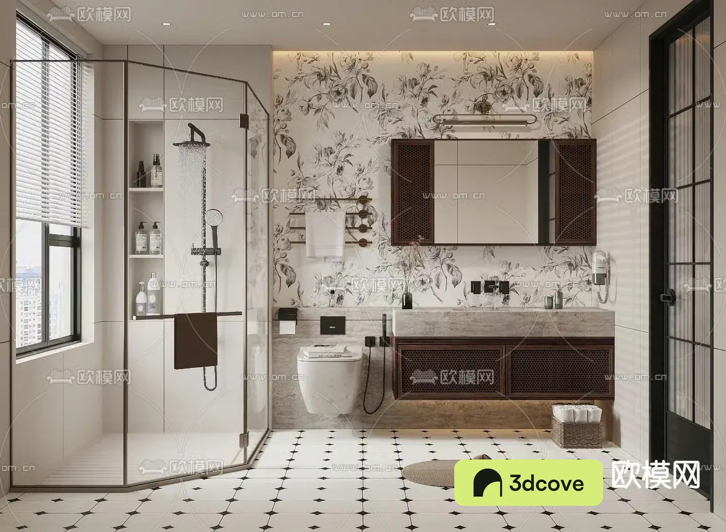 Middle style bathroom bathroom toilet 3d model