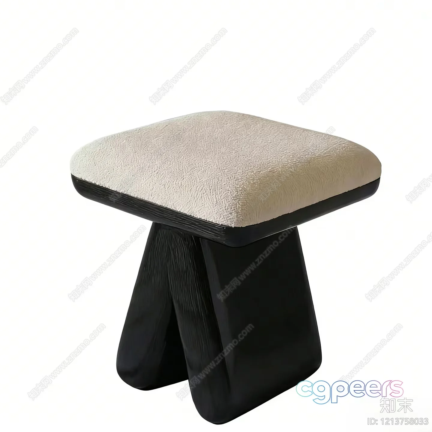 Simple Stool With Cushion 3D Model – 12809 – VRAY Render