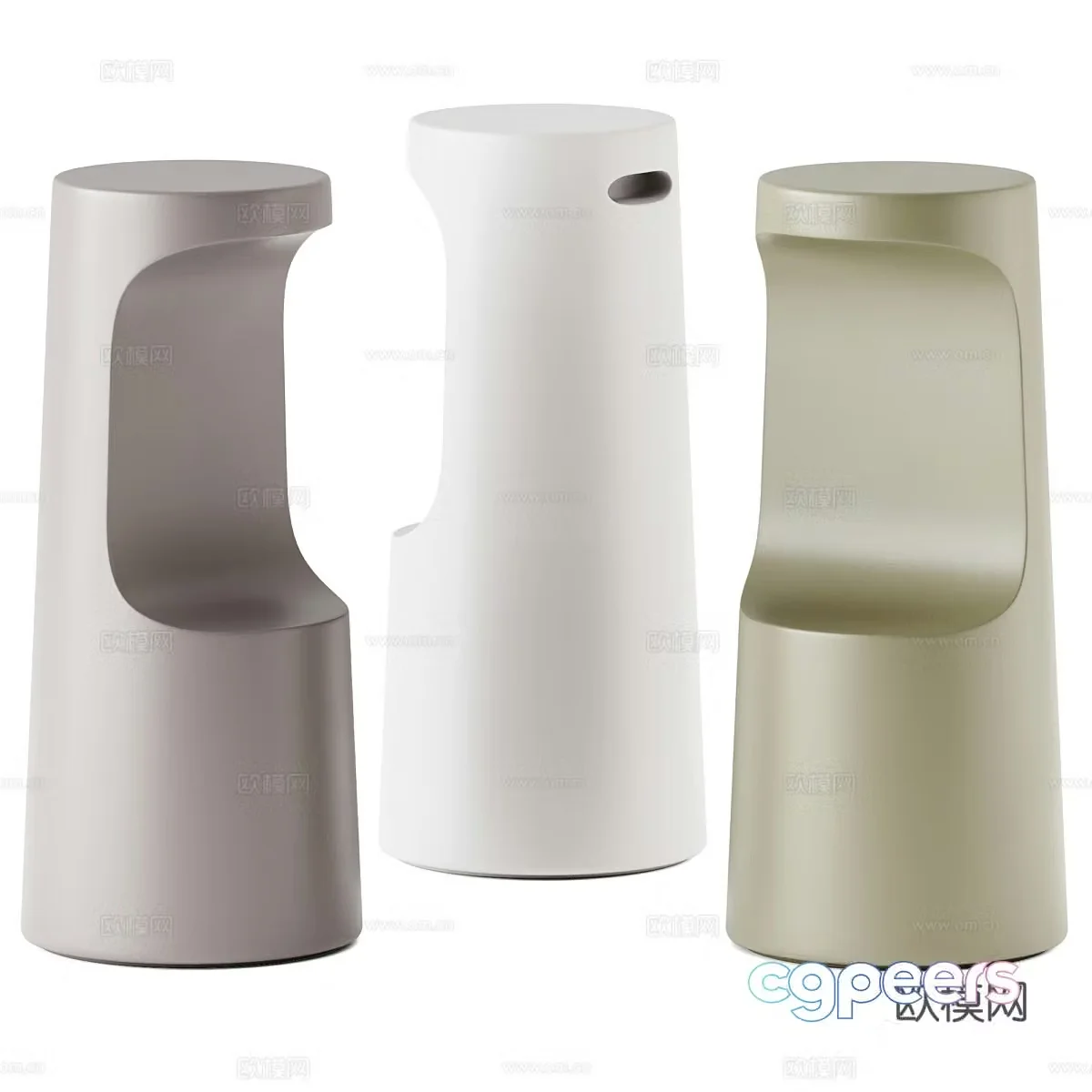 Modern Creamy Fura Bar Stool 3D Model