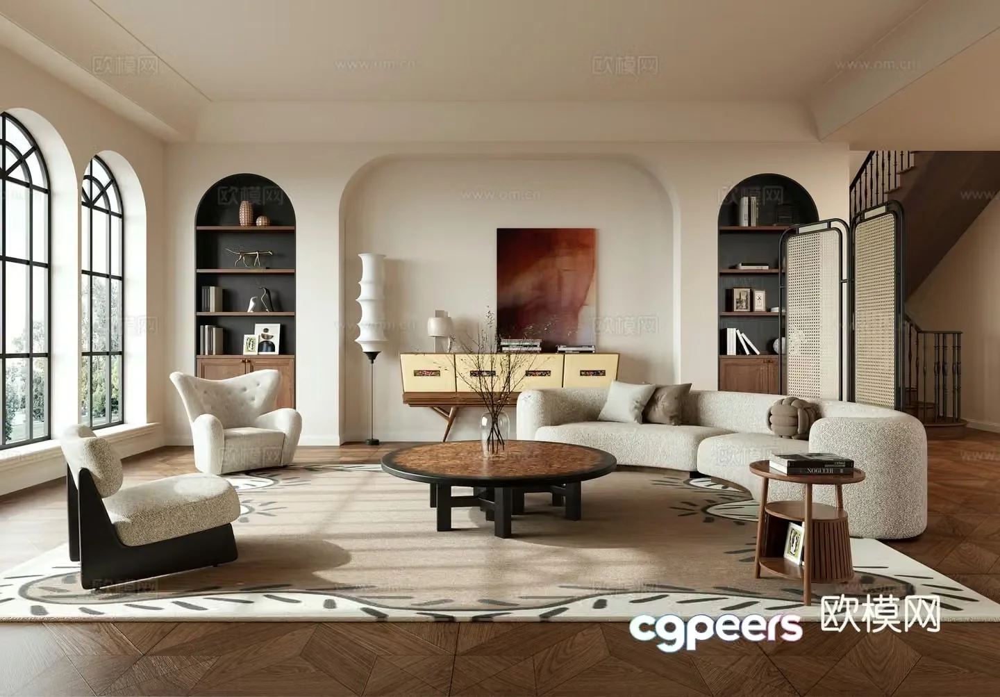 Middle-aged living room 3d model