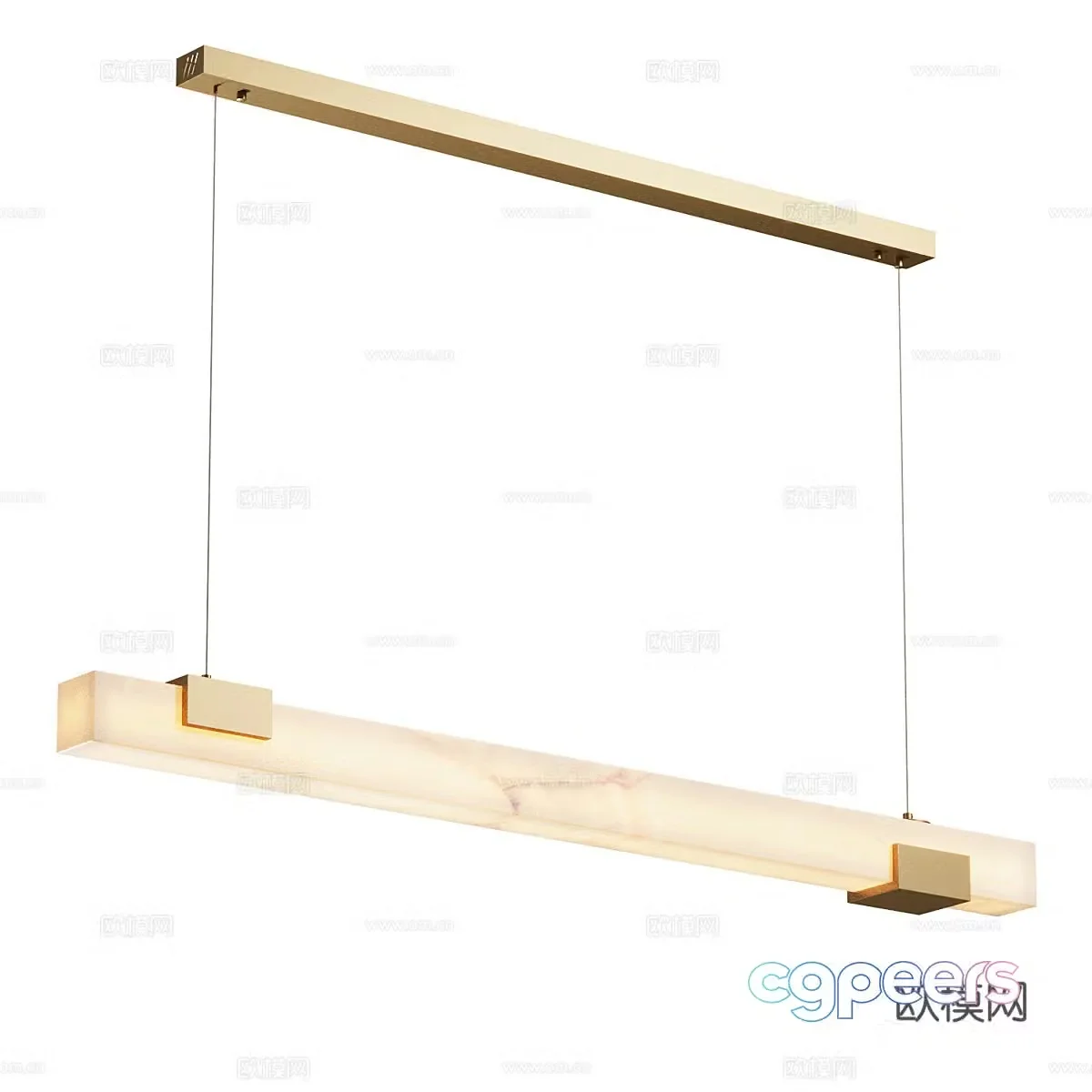 Modern light luxury translucent stone long strip chandelier 3D model