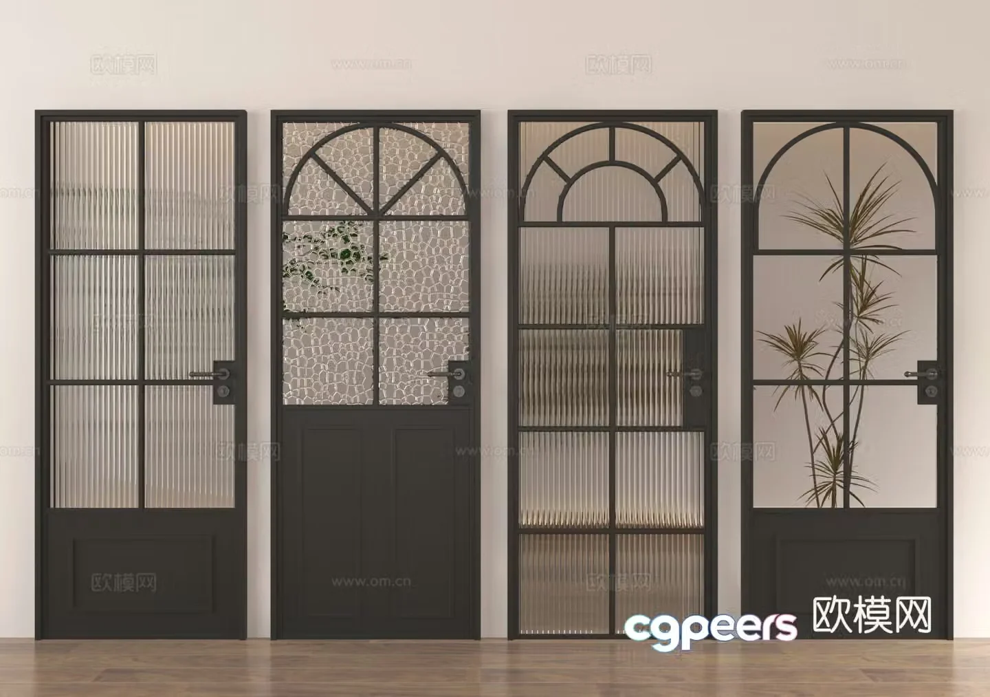 Glass door Single-open door Kitchen and bathroom door Flower door Balcony door 3D model