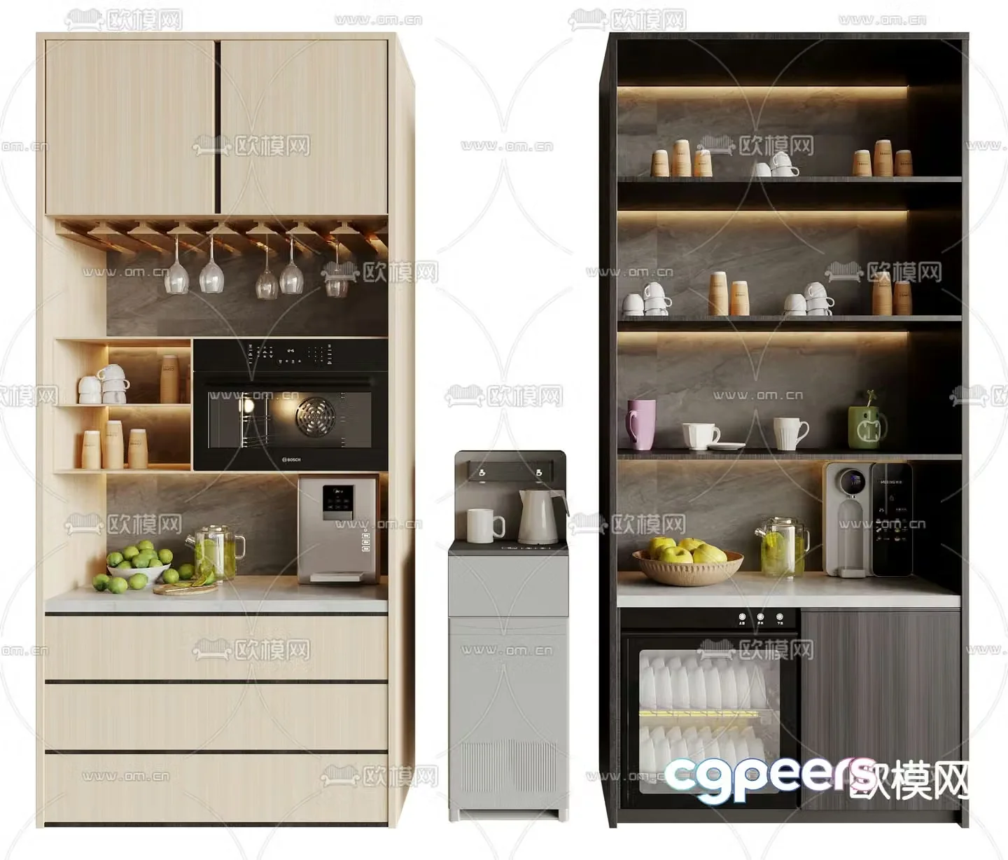 Modern sideboard tea cabinet water dispenser 3d model