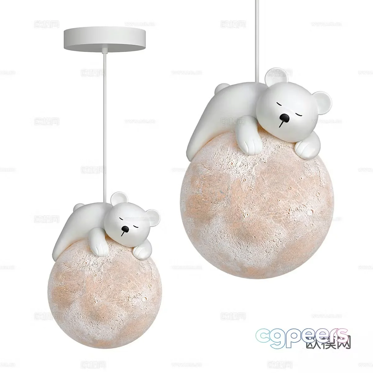 Modern Creamy Bear Decorative Chandelier 3D Model
