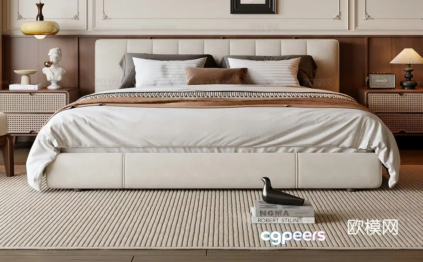 Medieval style double bed 3d model