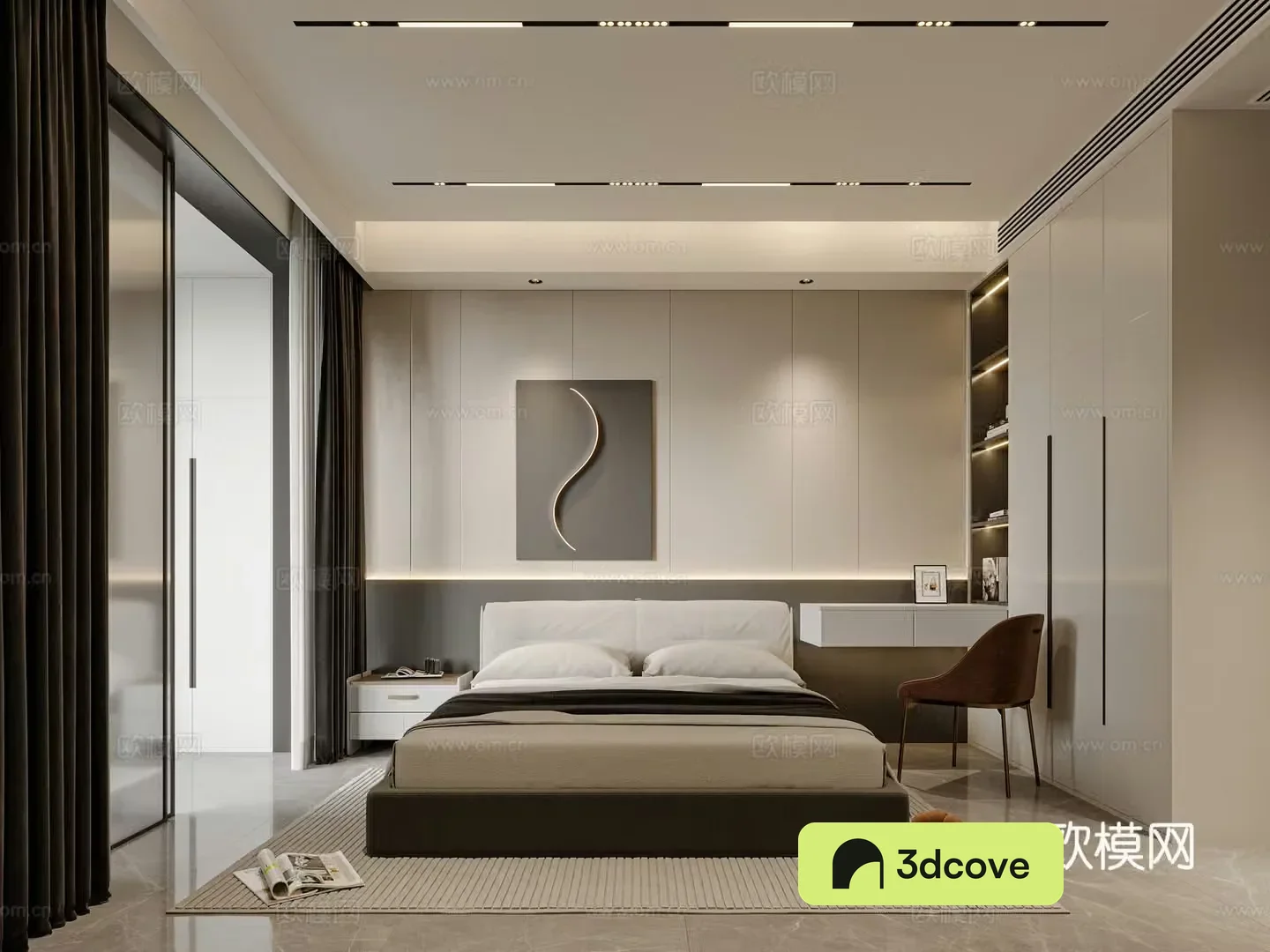 Modern bedroom black and white gray bedroom