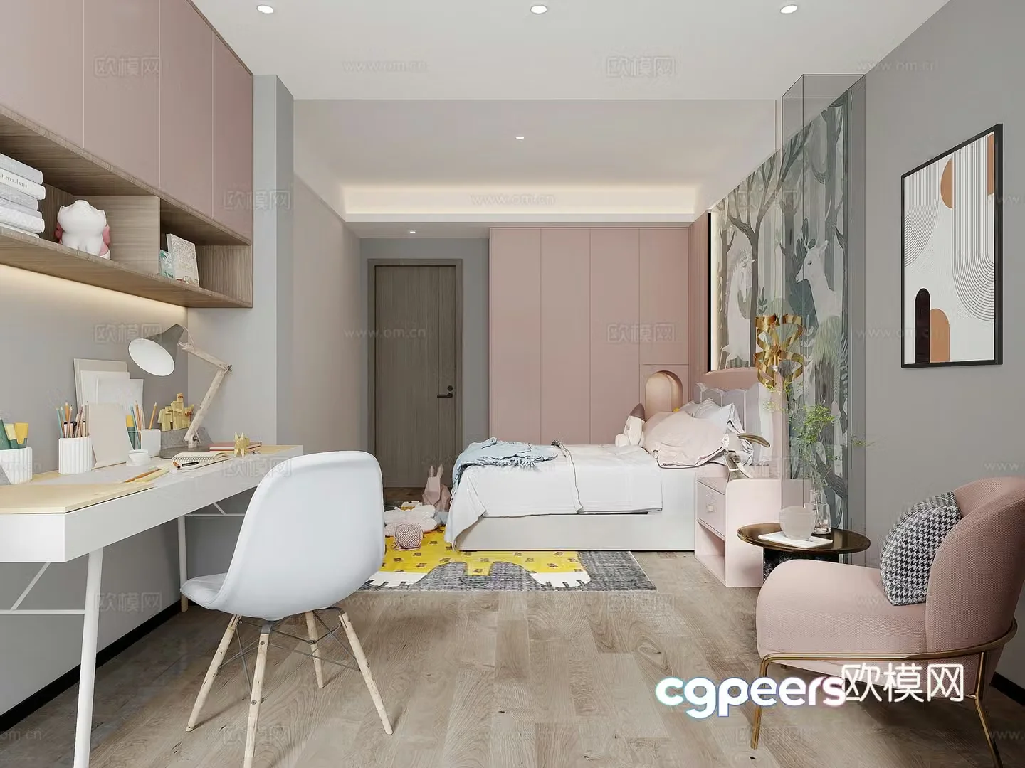 Modern children’s room girl’s room 3d model