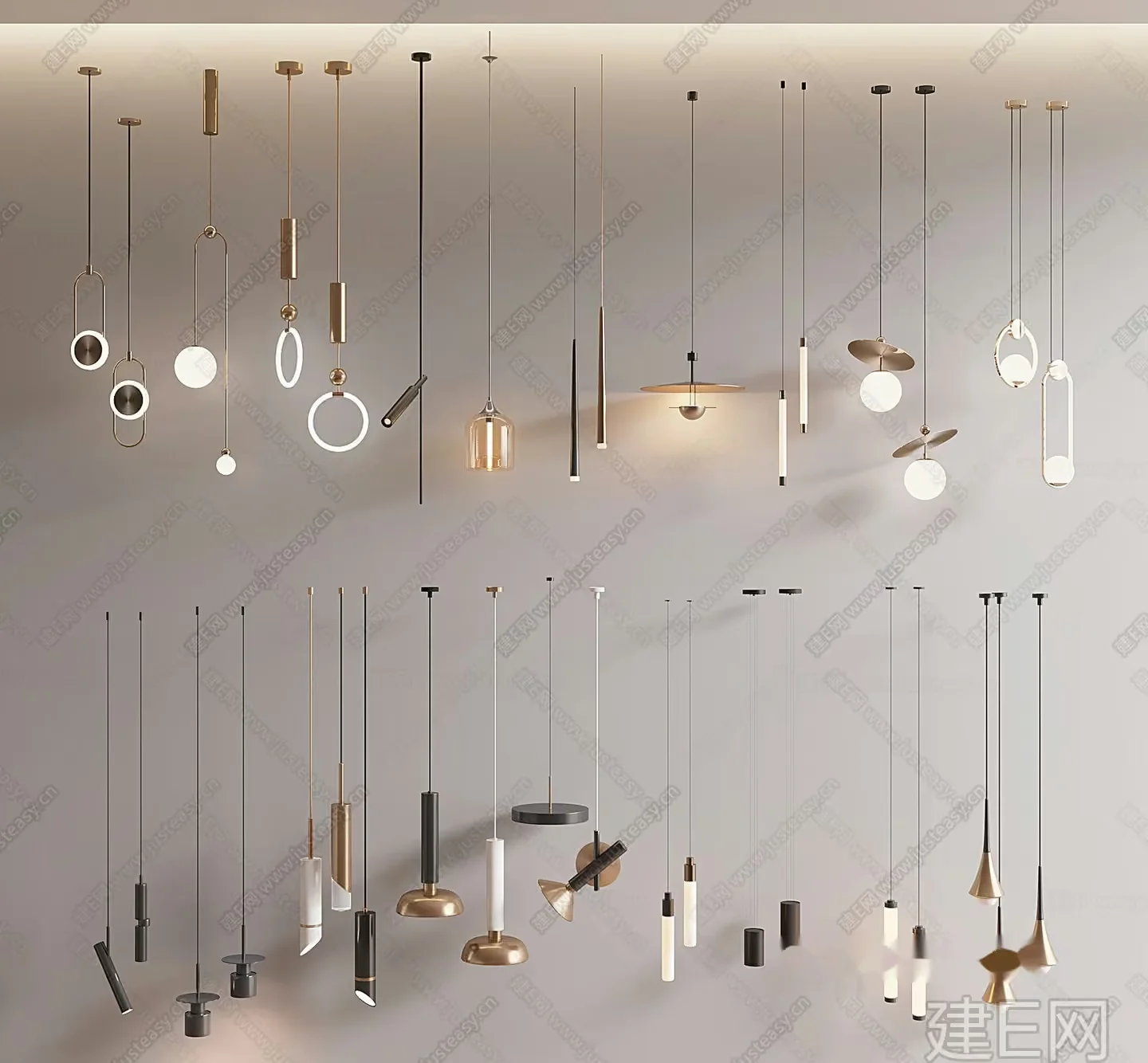 Gold Light Fixture 3D Model – 14038 – VRAY Render