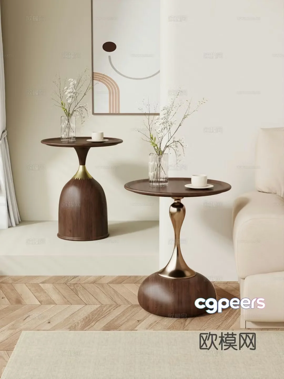 Modern side table corner table shelf decoration 3d model