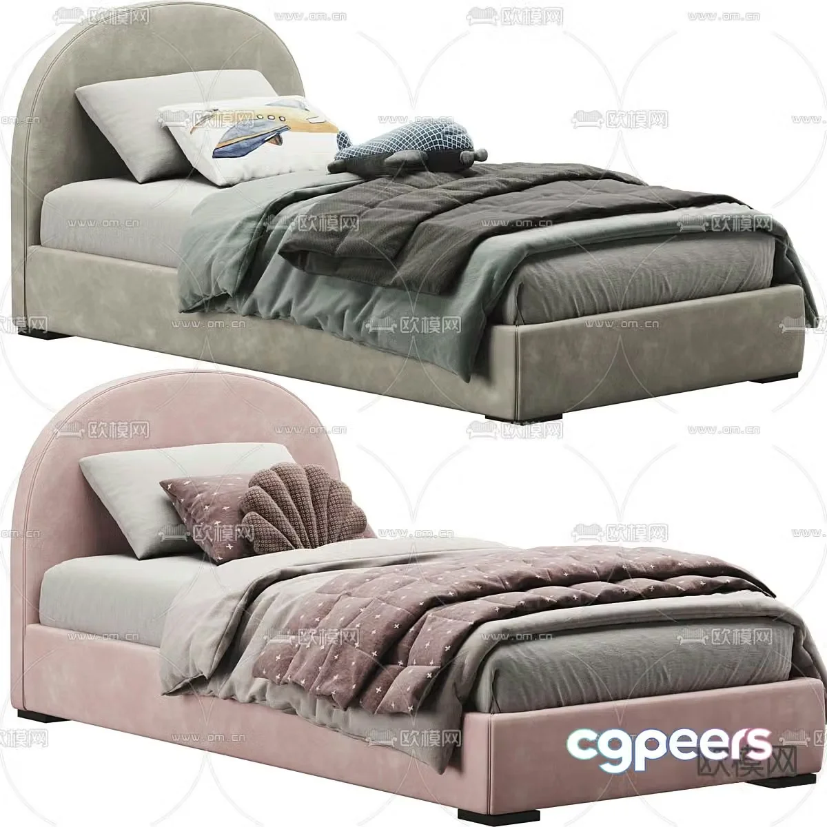Nordic children’s bed single bed 3d model