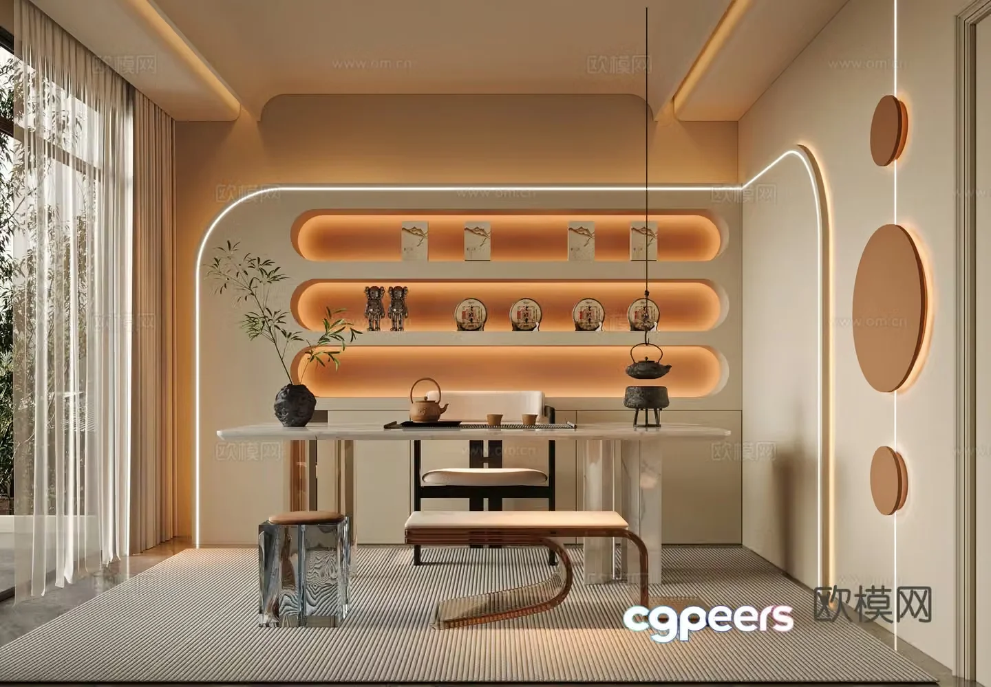 Modern tea room 3d model