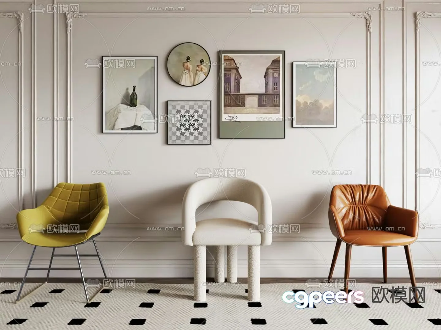 Creative chair dining chair 3d model