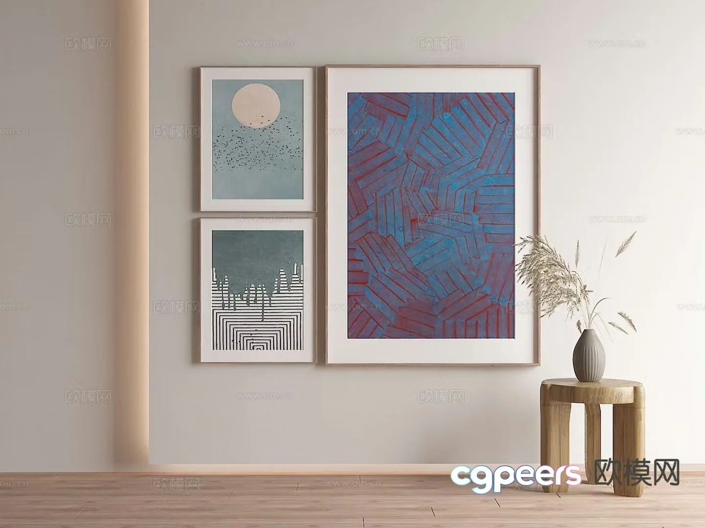 Modern texture painting decorative painting 3d model