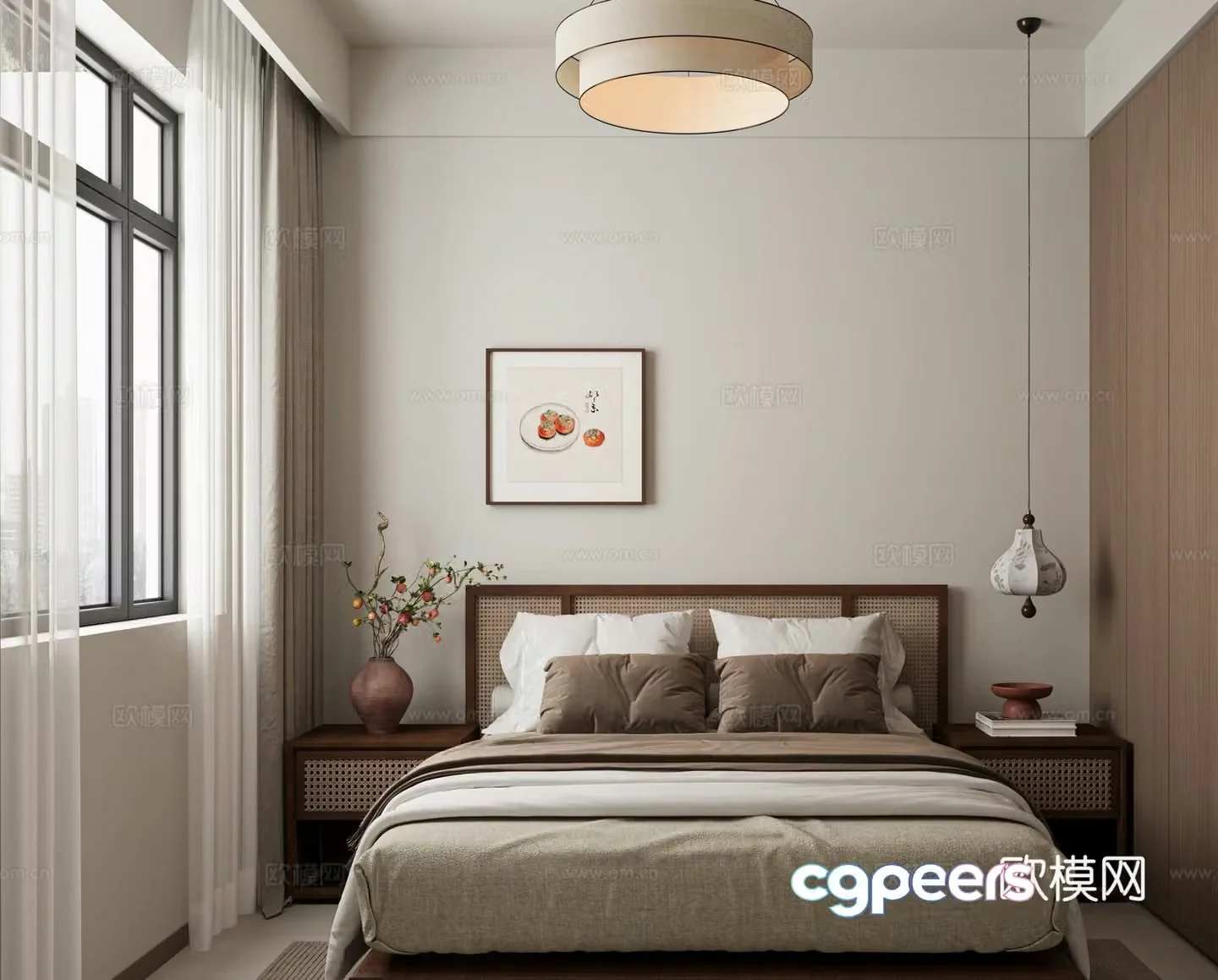 New Chinese style bedroom 3d model