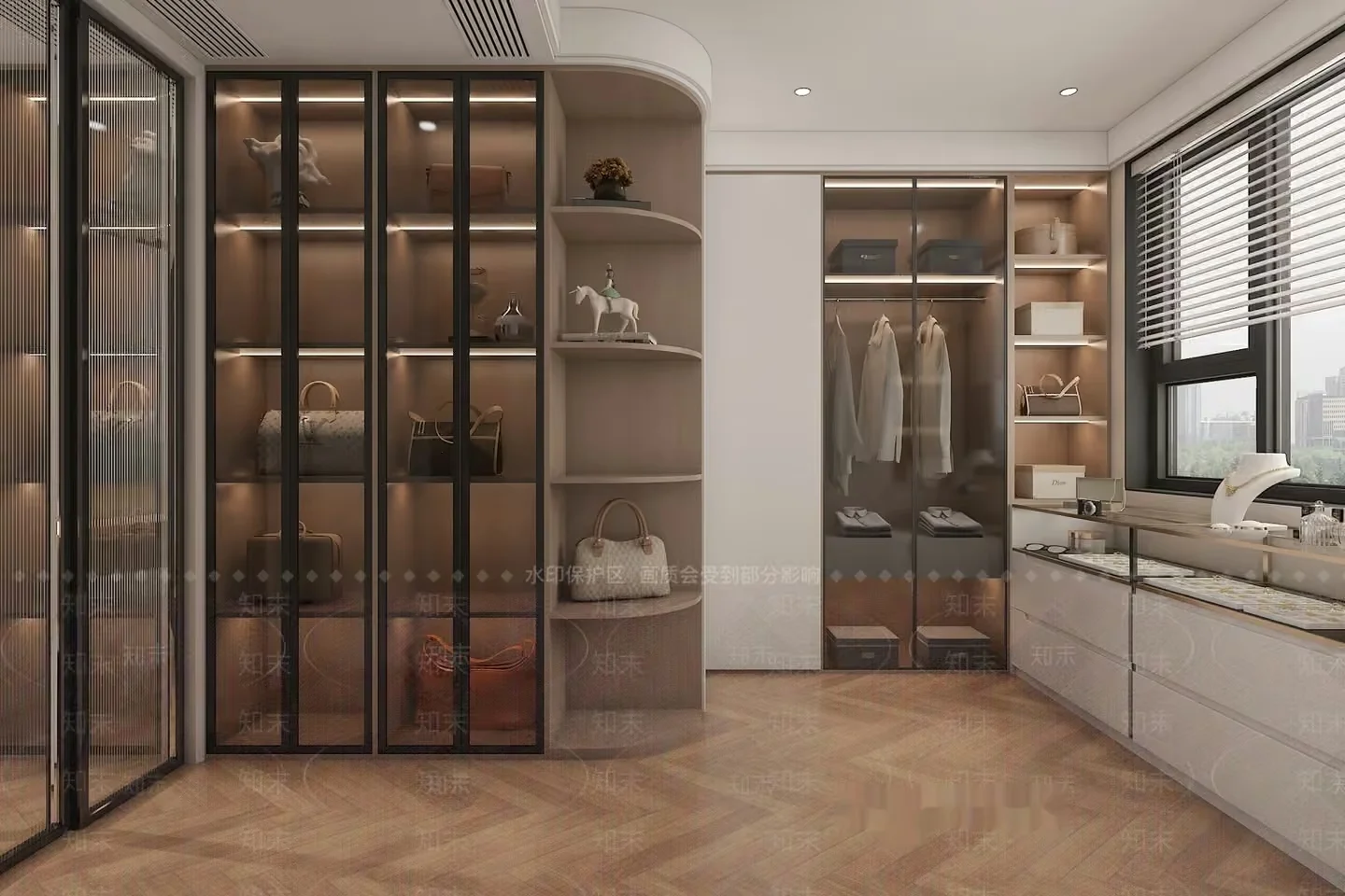 Modern Walk-In Closet 3D Model – 13054 – VRAY Render
