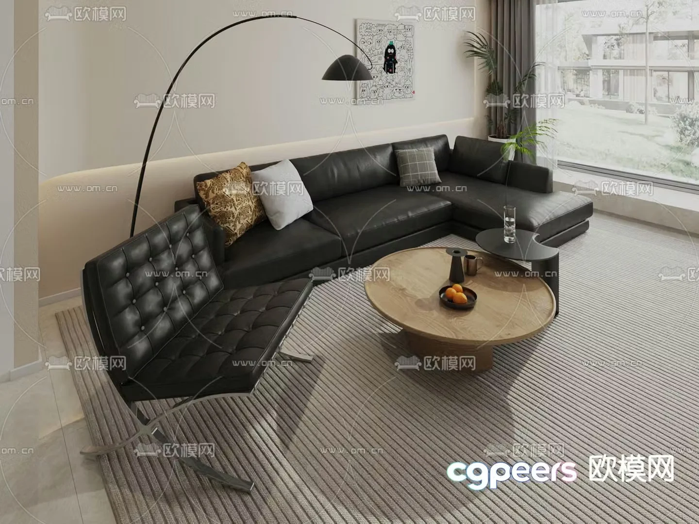 Modern sectional sofa 3d model