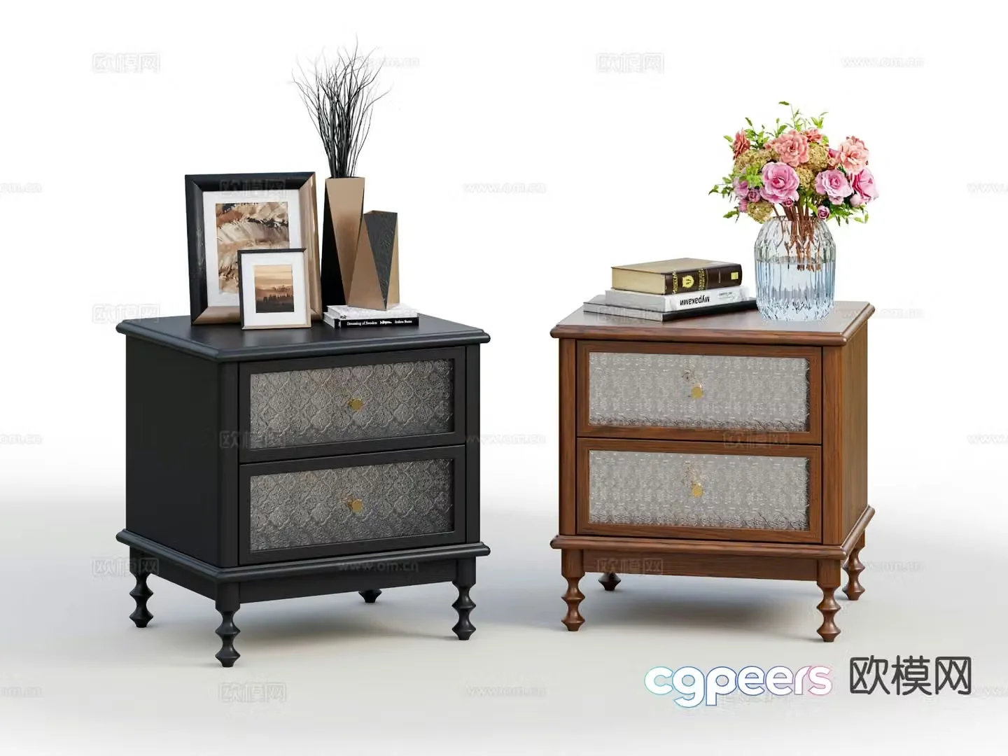 American bedside table 3d model
